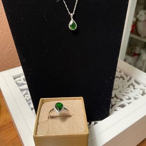 Chrome Diopside drop and matching size 11 ring both in sterling silver from JTV